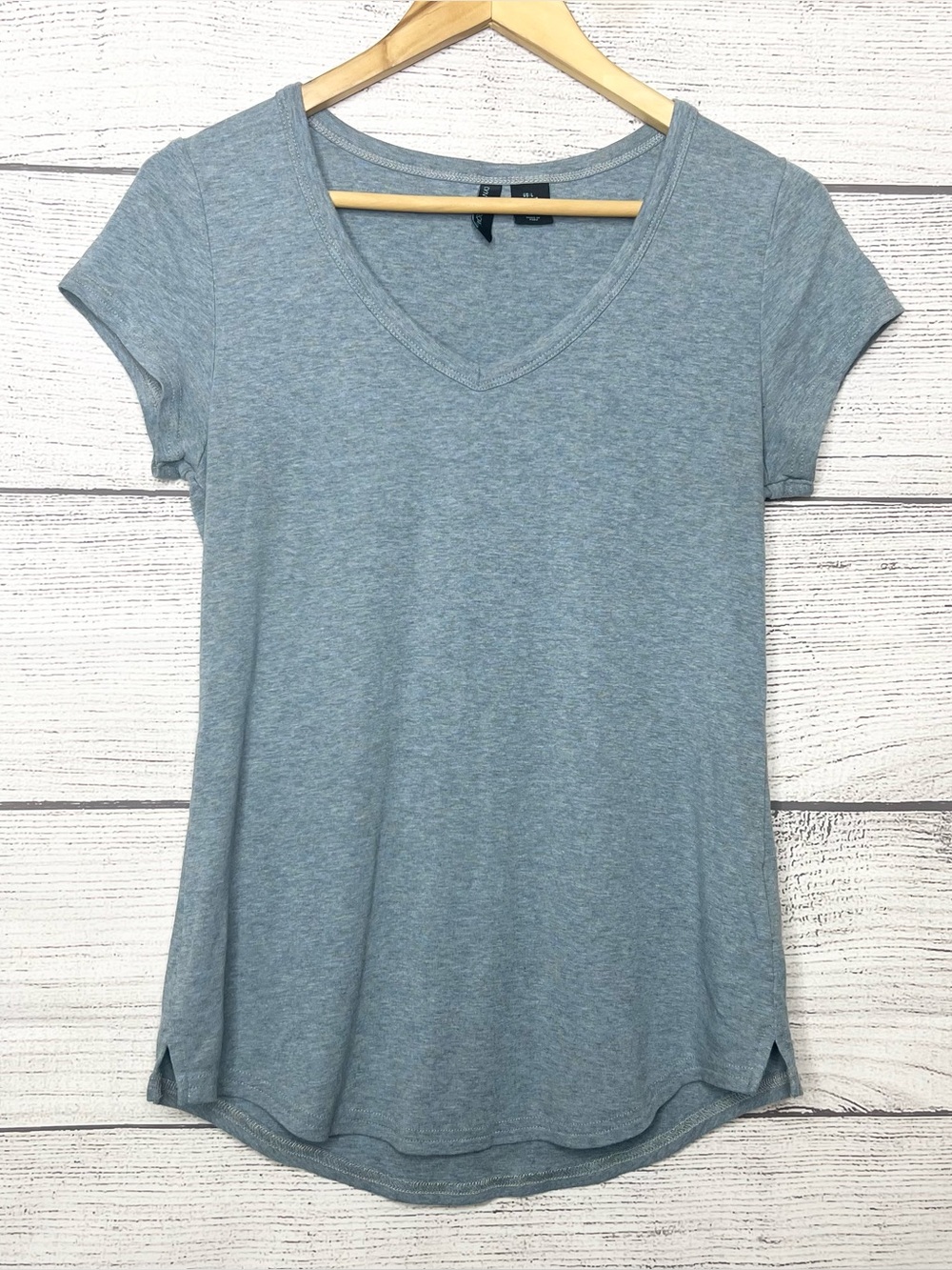 Cynthia Rowley Heather Blue V-Neck Short Sleeve Pima Cotton Modal Tee Size Large